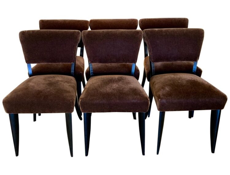 six brown chairs