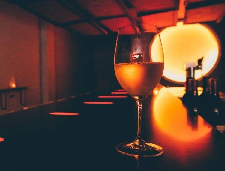 wine glass on bar