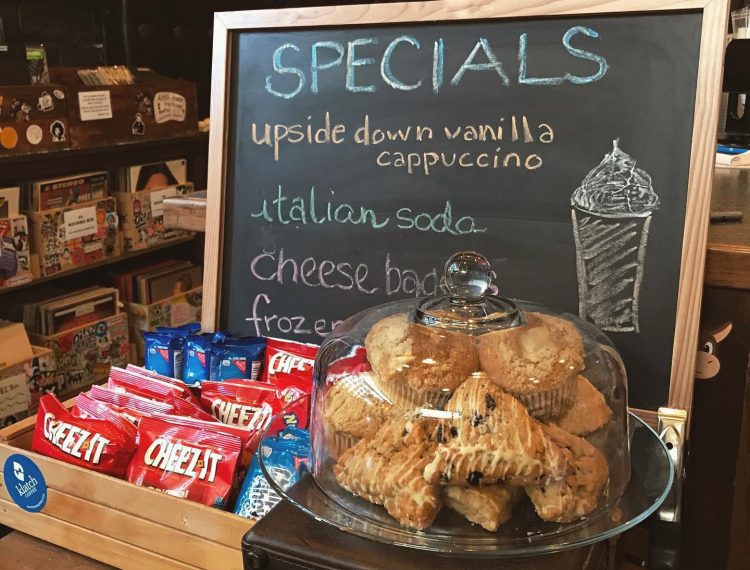 specials sign and snacks on table
