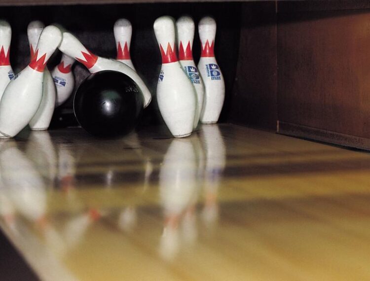 bowling pins going down