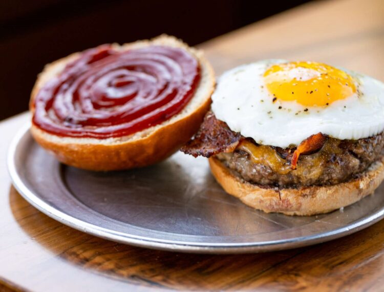 burger with egg on top