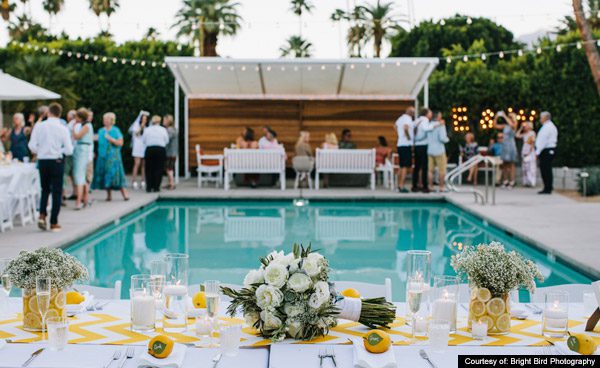 wedding reception poolside
