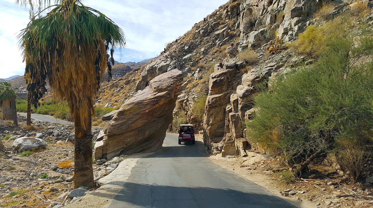 Palm Canyon road through rock