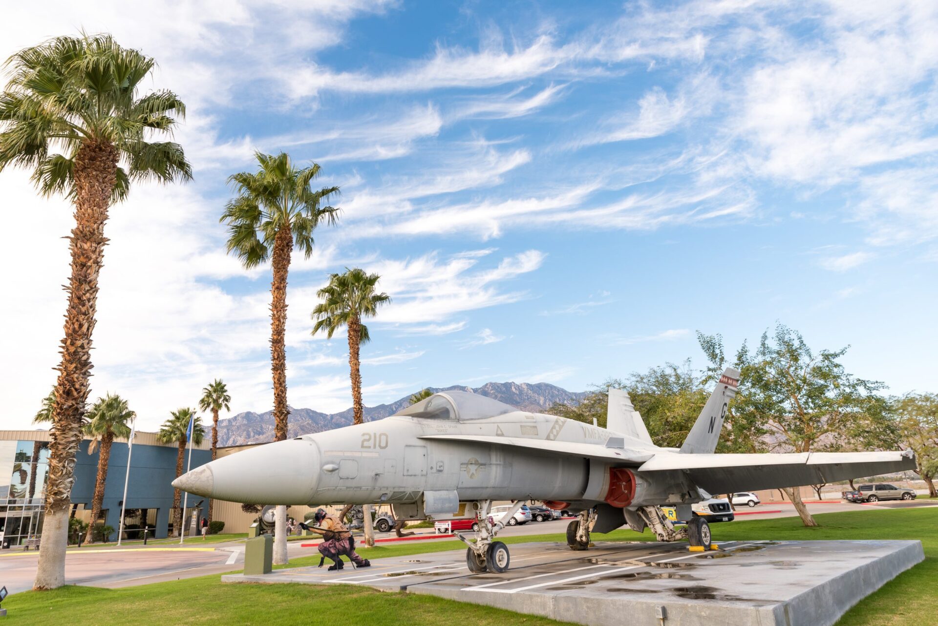 Airplane in front of Palm Springs Air Museum