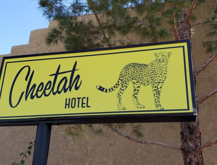 Cheetah Hotel sign