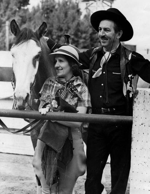 Lillian and Walt Disney on vacation at the B-Bar-H guest ranch in Palm Springs, CA - 1948