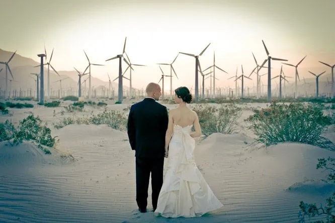 walk down isle wedding windmills