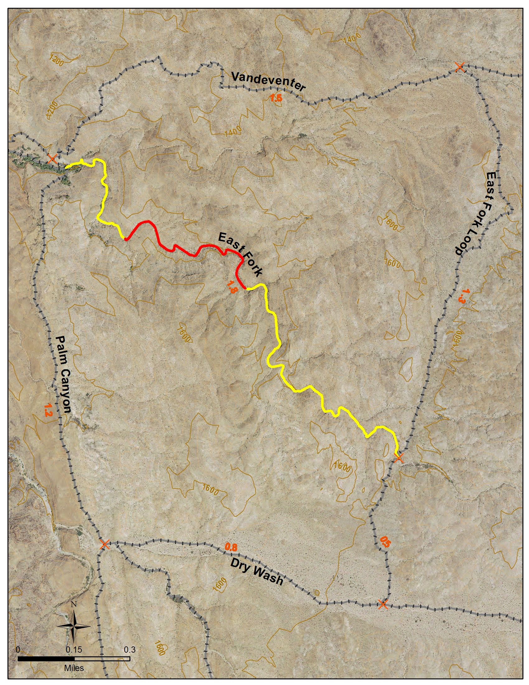 East Fork Trail Palm Springs map