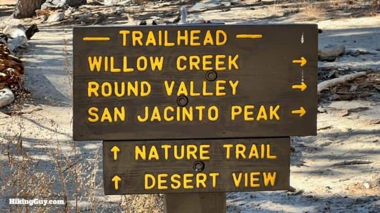 San Jacinto Peak hiking sign