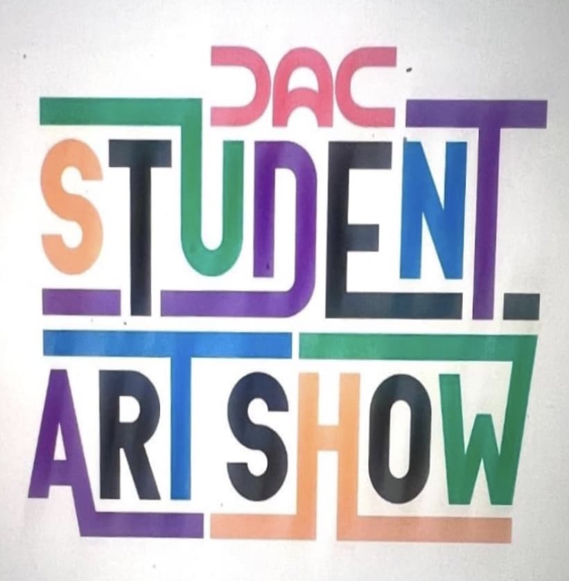 Text "PAC STUDENT ART SHOW" in colorful block letters against a light background.